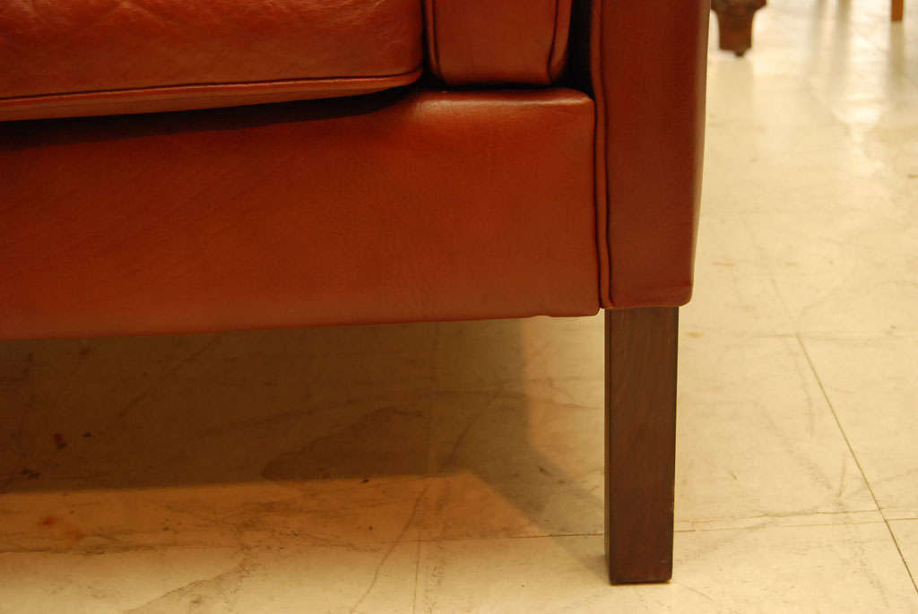 Danish Modern Brown Leather Sofa 3