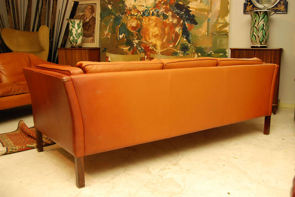Danish Modern Brown Leather Sofa 4