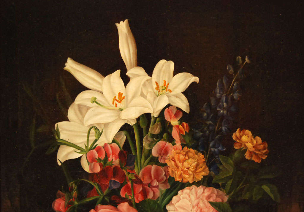 Danish Classic Flower Still Life Painting For Sale