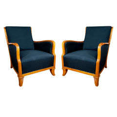 very large pair of Art Deco lounge chairs