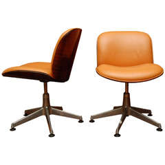 Pair of Leather Desk Chairs, "MIM Chair"