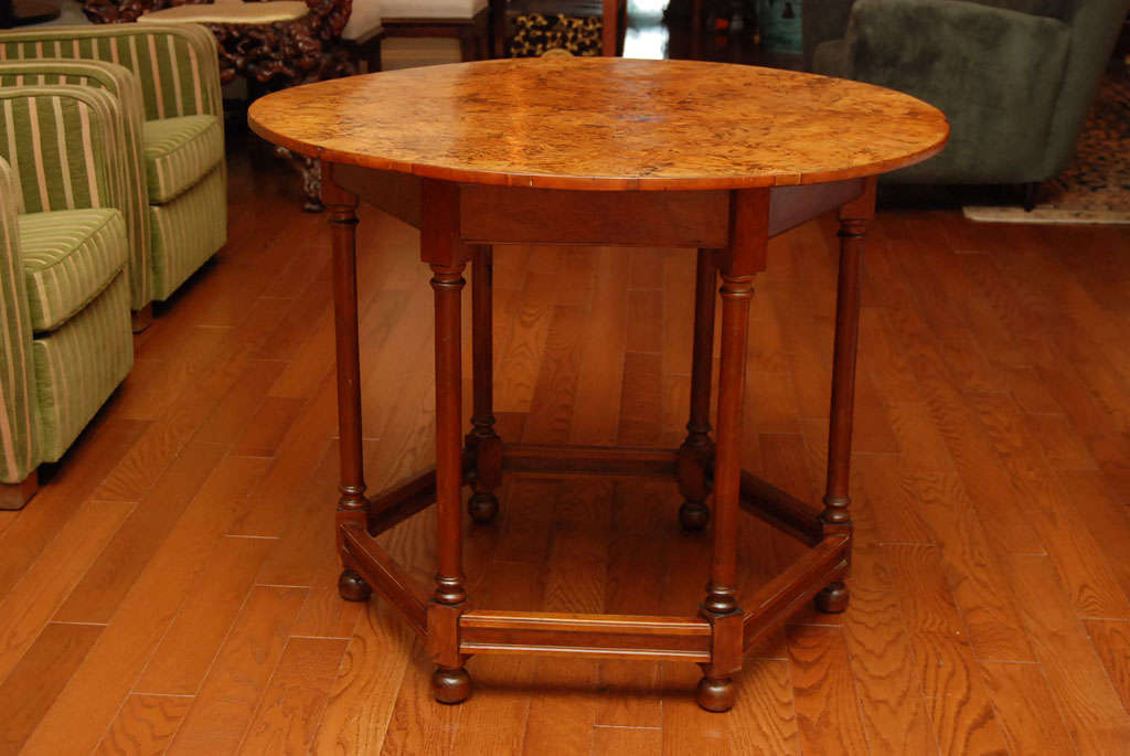Burl Walnut Round Italian Table