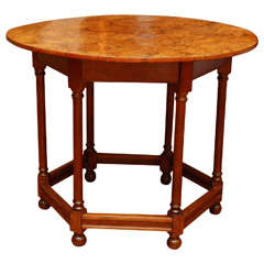 Burl Walnut Round Italian Table