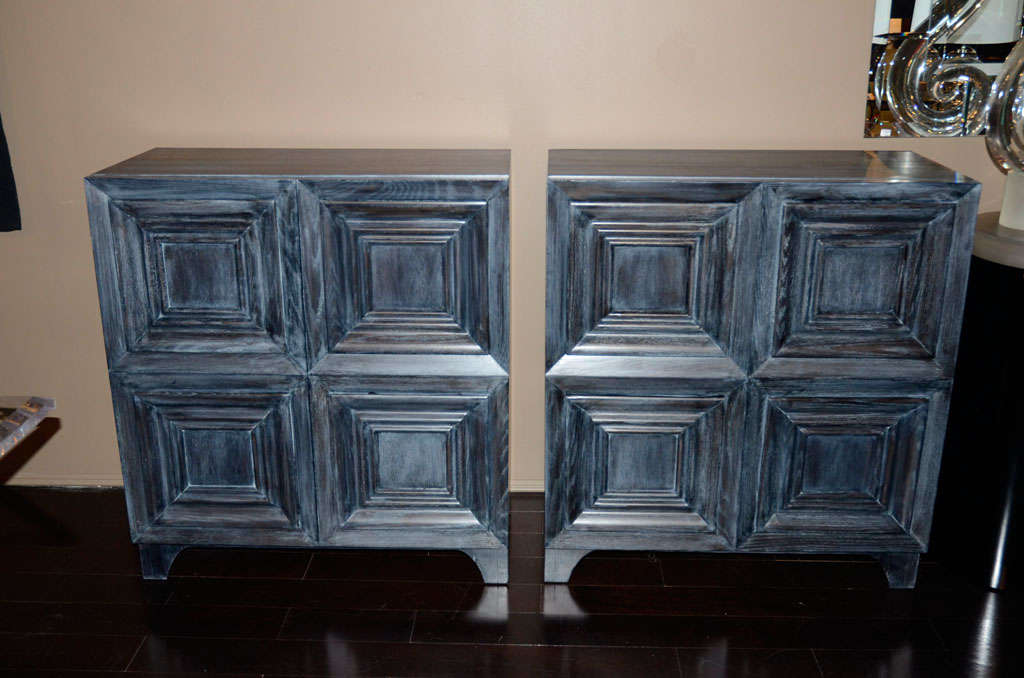 Pair of Cerused Oak Frame Chests 2