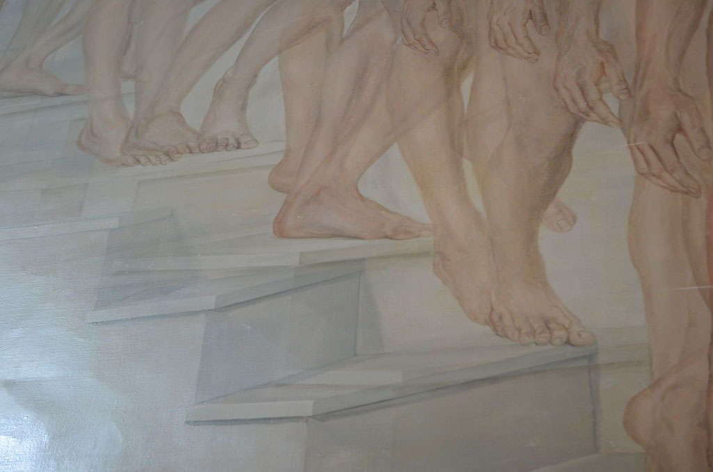 Male Nude Descending A Staircase Painting by Patti Hansen For Sale at