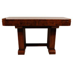 French Art Deco console in figured walnut