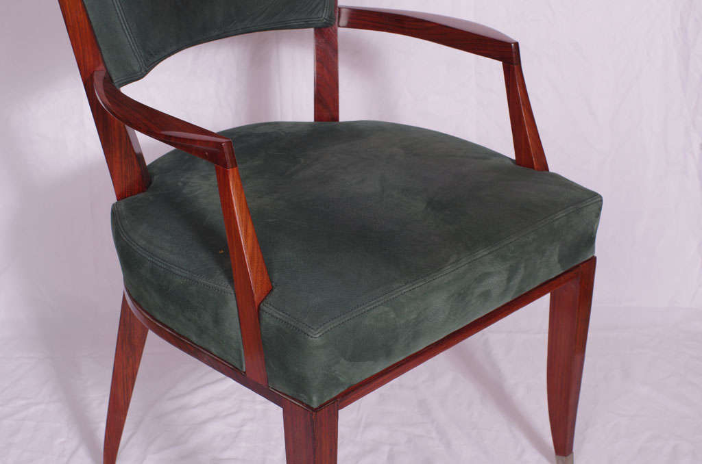 French Pair Of Arm Chairs by Lucien Rollin For Sale