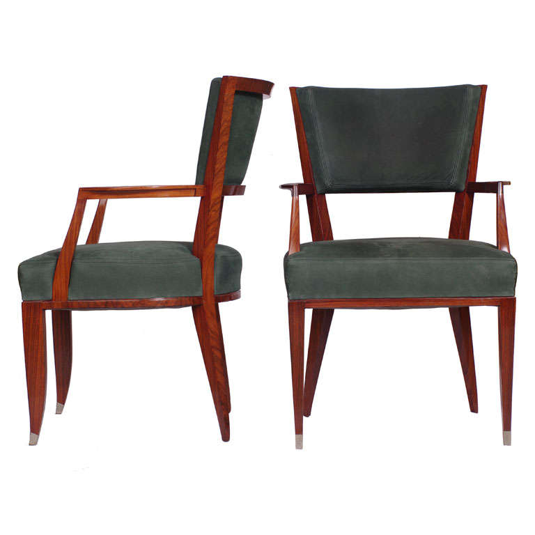 Pair Of Arm Chairs by Lucien Rollin For Sale