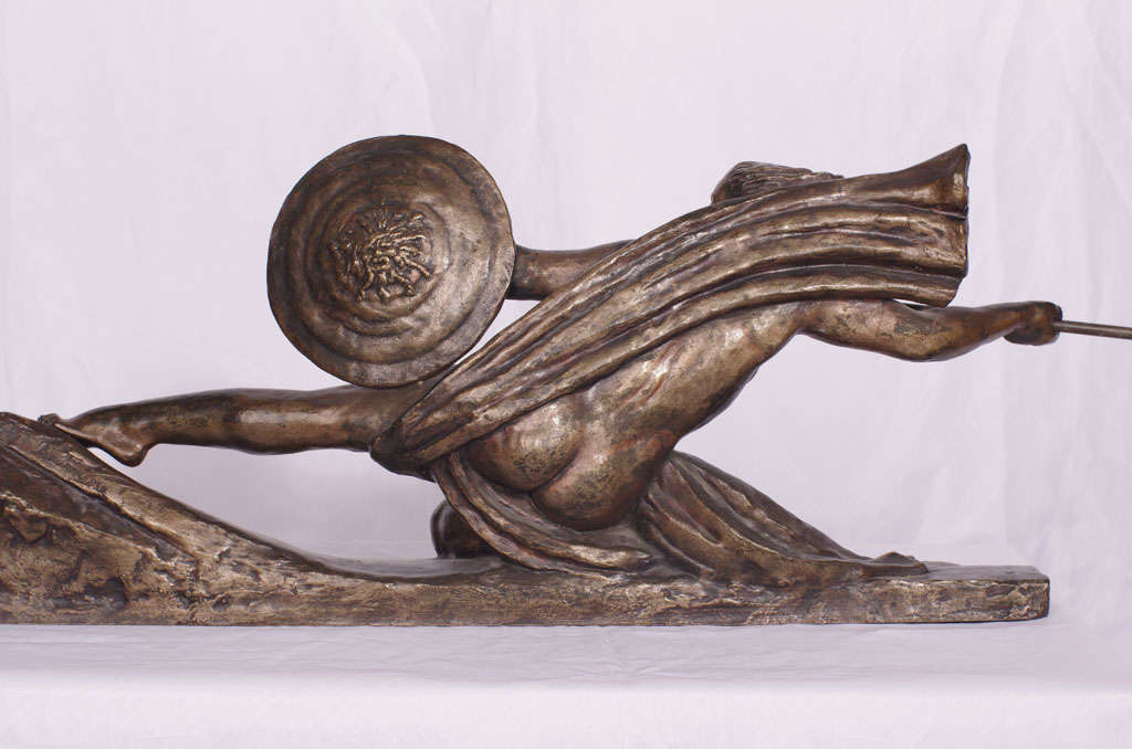 Art Deco Bronze of a Warrior Amazon Queen by Bouraine For Sale 3