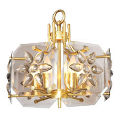 Brass and Bevelled Glass 6 Light Fixture