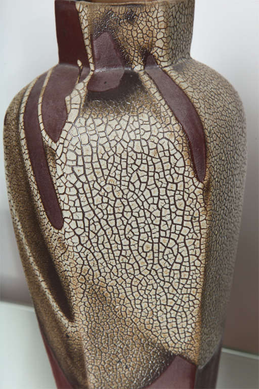 Shagreen Glaze Art Deco Ceramic Vases by Jean Pointu 1