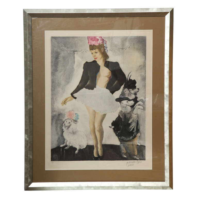 Silver Framed Signed Mariette Lydis Lithograph