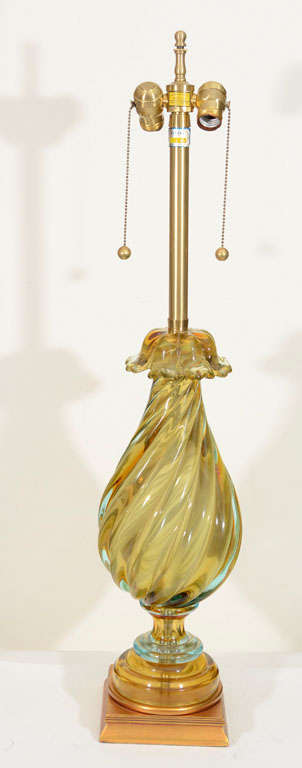 Seguso Peridot/Aquamarine Glass Lamps  1