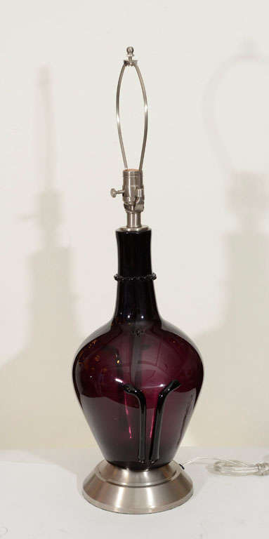 Pair of Amethyst Murano Glass Lamps 1