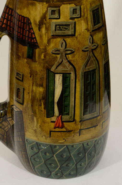 Italian Aldo Tura Hand-Painted Parchment Carafe  For Sale