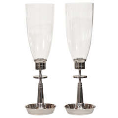 Pair of Tommi Parzinger Hurricane Shade Candlesticks