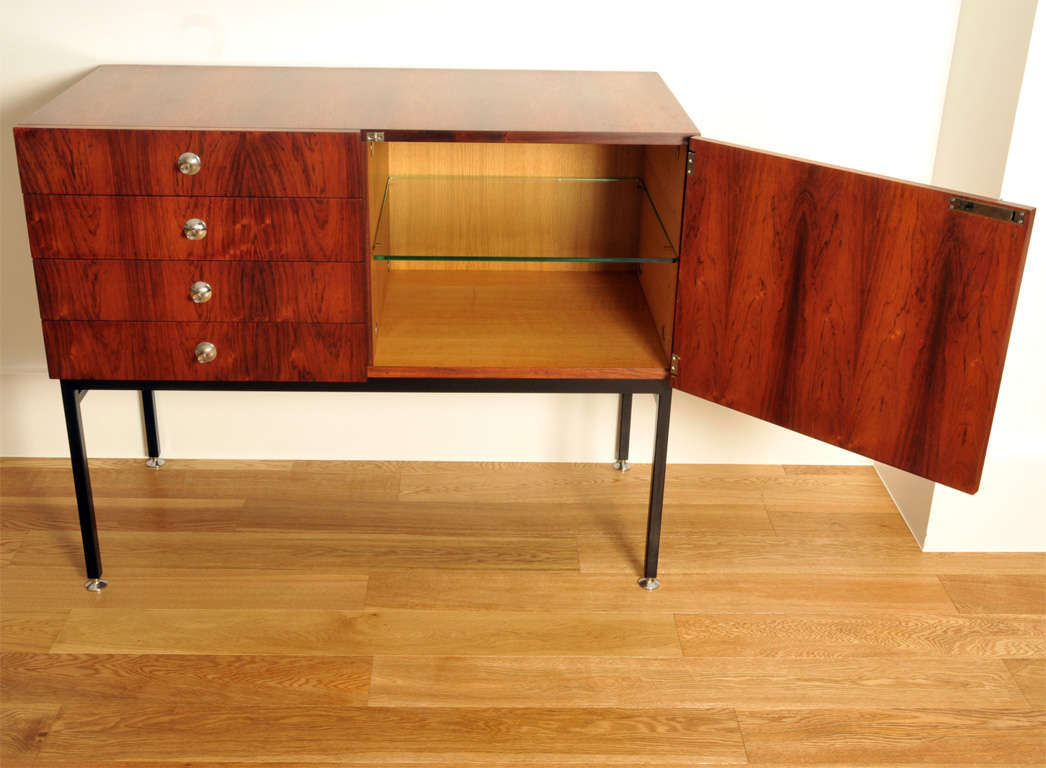 Chrome Pair of sideboards 802 by Alain Richard  - Meubles TV edition - 1958 For Sale
