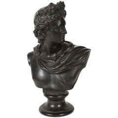 19th Century Danish Black Basalt Bust of Apollo Belvedere