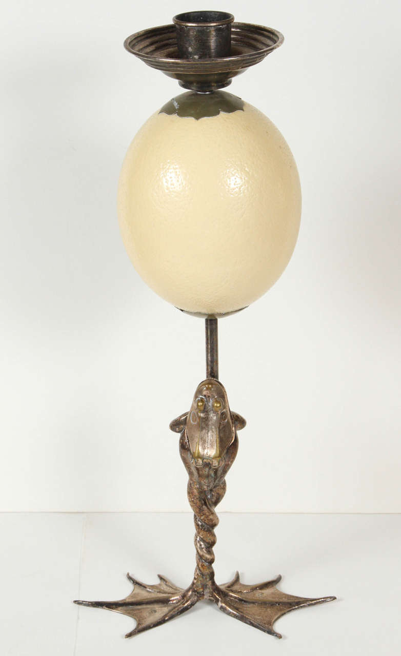 ostrich egg candle holder