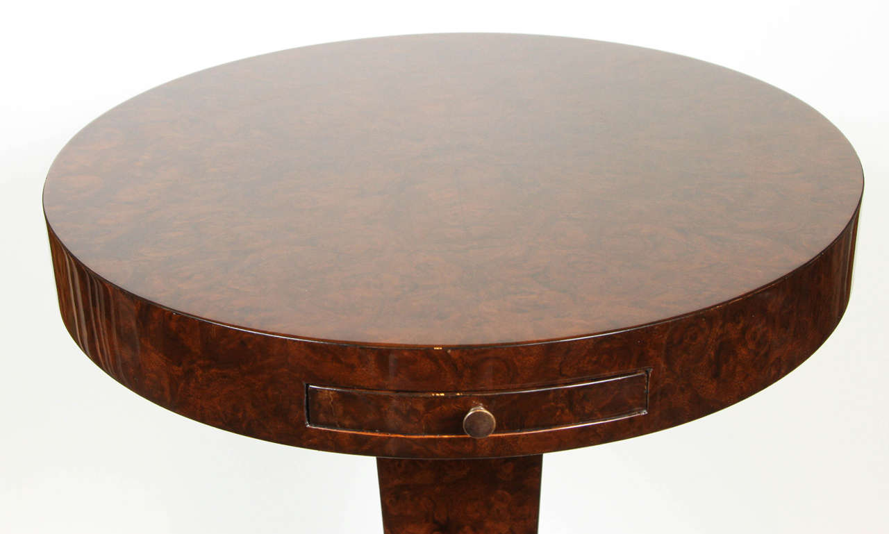 American Round and Square French Burled Walnut Side Tables  For Sale