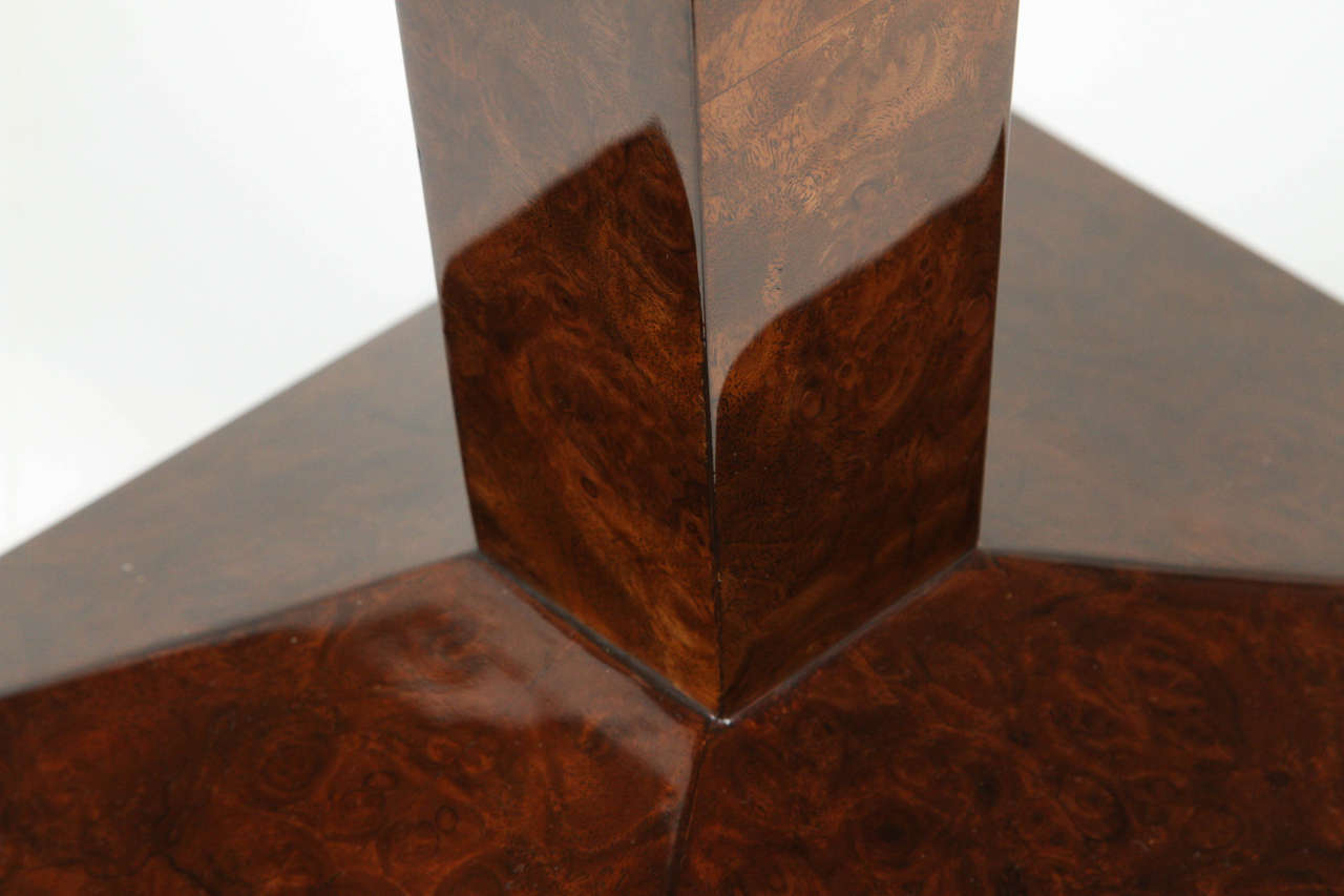 Mirror Round and Square French Burled Walnut Side Tables  For Sale