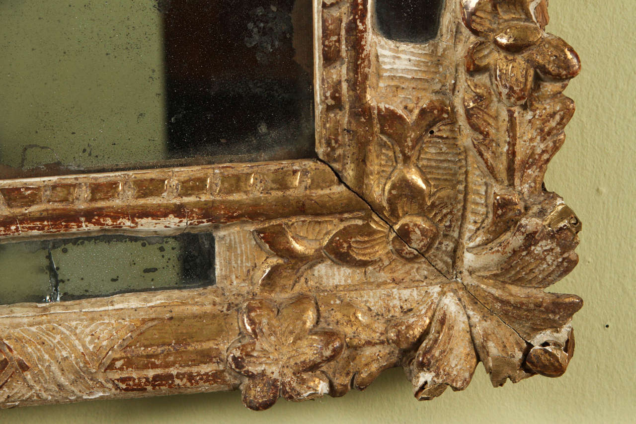 Small 18th Century Carved and Gilt French Rococo Period Mirror 1