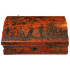 Italian Red Ground Lacca Povera Box, circa 1780