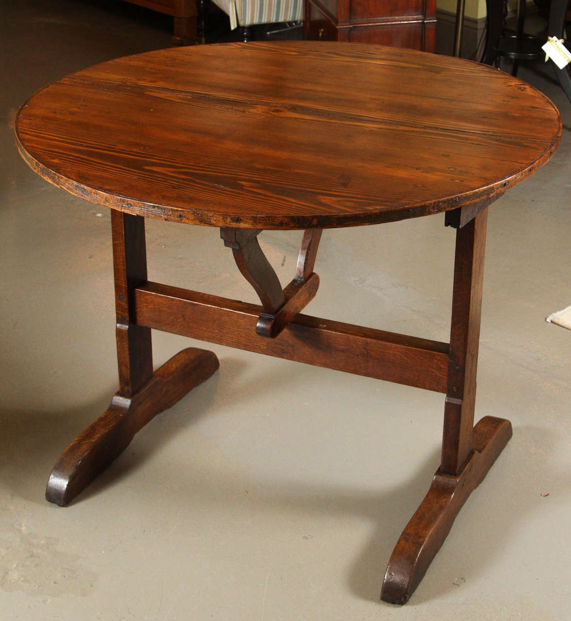 A French Vendange Table, mid-19th century with a tilt top and warm patina.