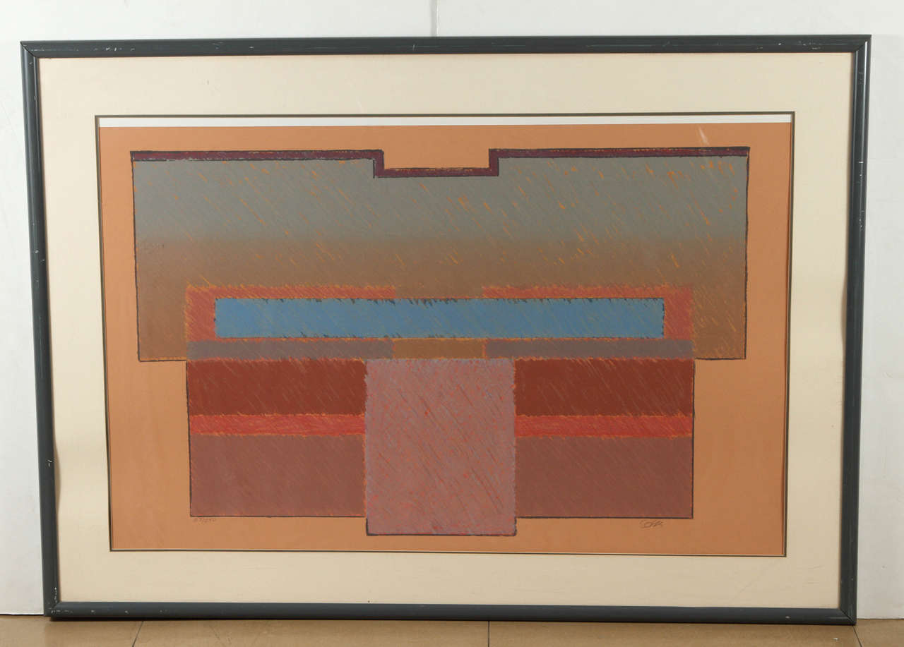 Geometric Abstract Print with Lacquer Frame