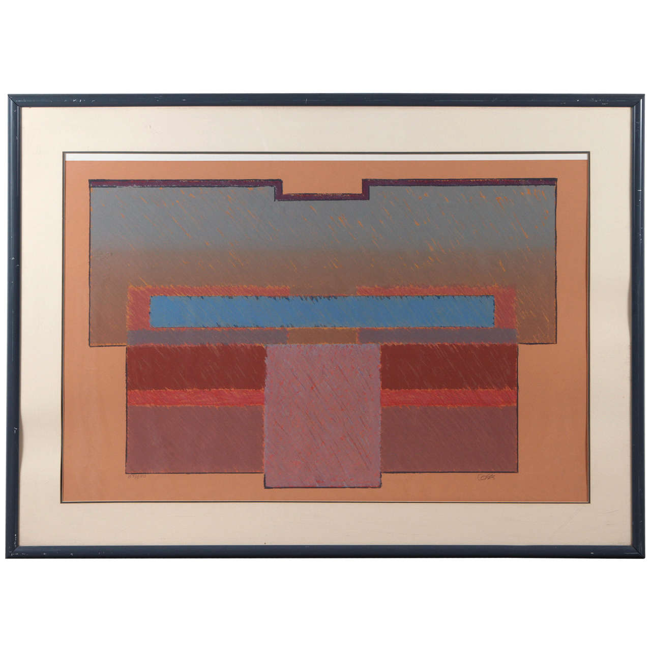 Geometric Abstract Print with Lacquer Frame For Sale