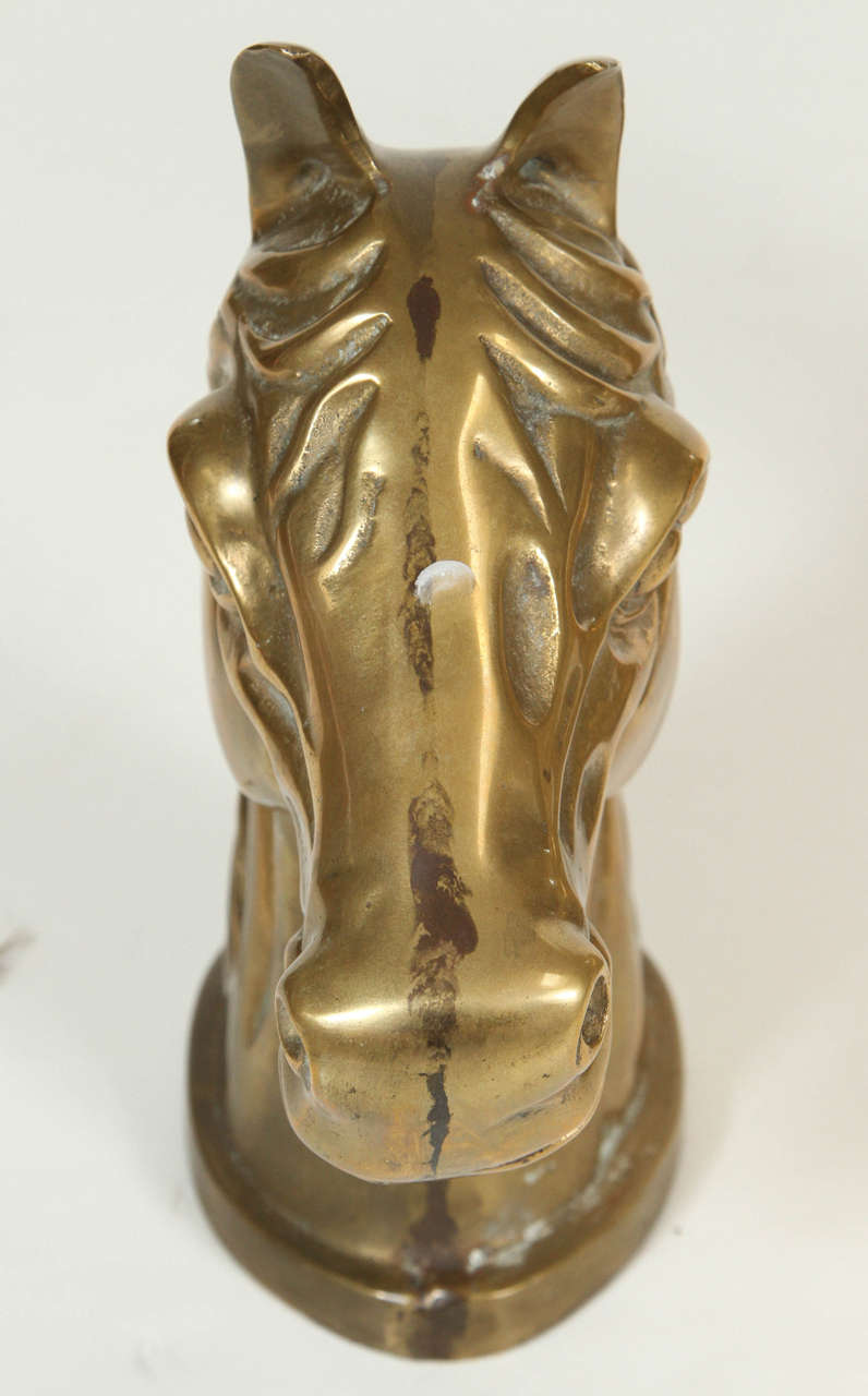 Pair of Brass Horse Heads For Sale 1