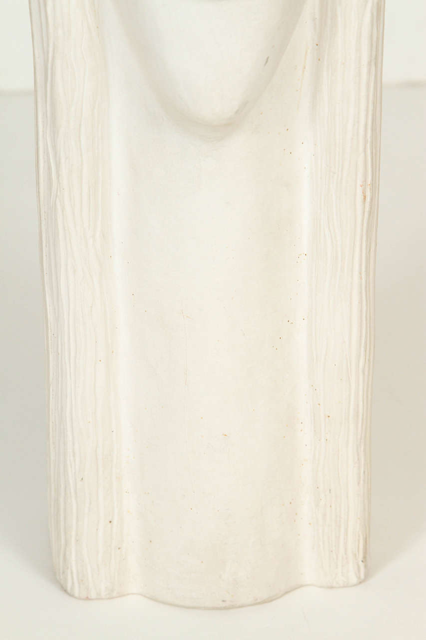Mid-20th Century White Ceramic Abstract Head Statue For Sale