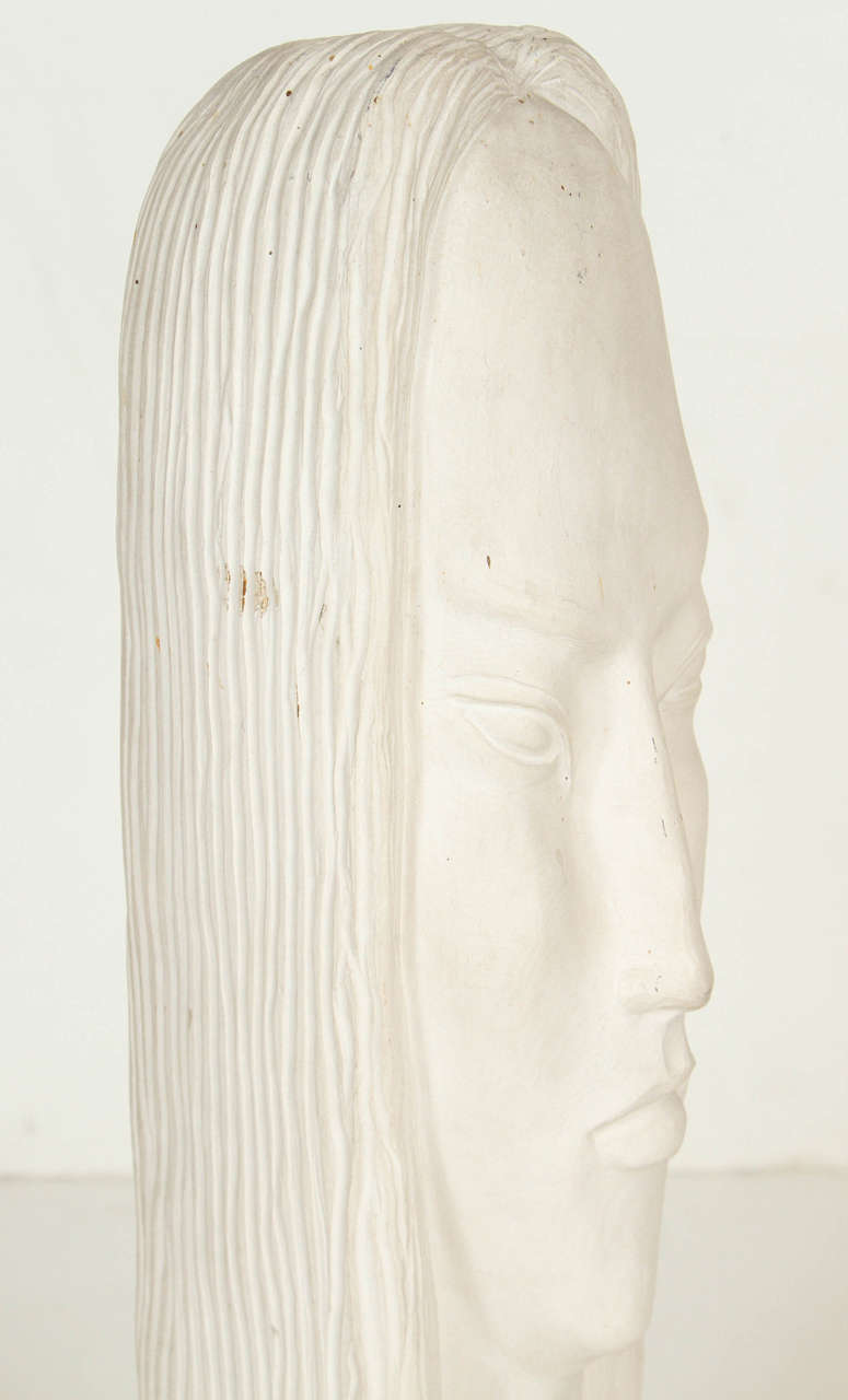 White Ceramic Abstract Head Statue For Sale 2