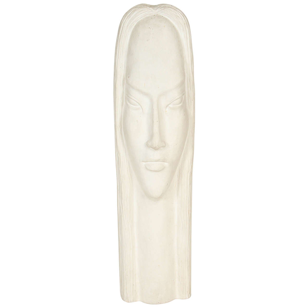 White Ceramic Abstract Head Statue For Sale