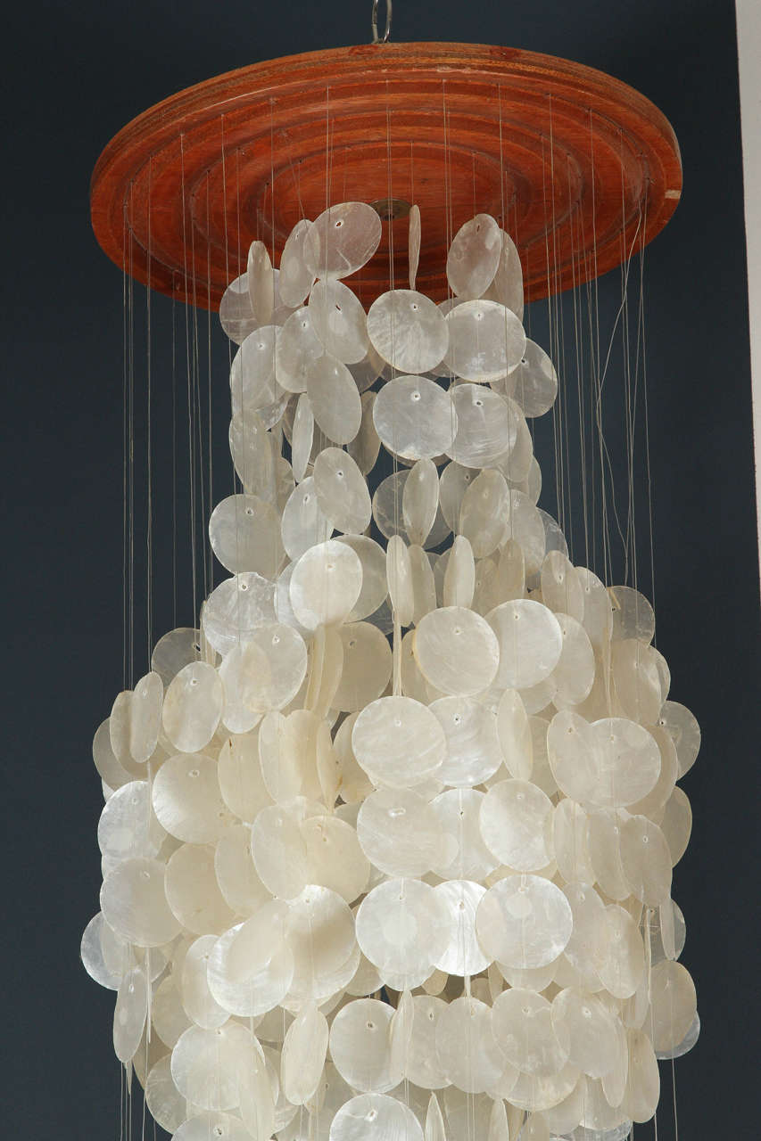 Capiz Shell Three-Tier Sculpture Hanging In Excellent Condition For Sale In South Pasadena, CA