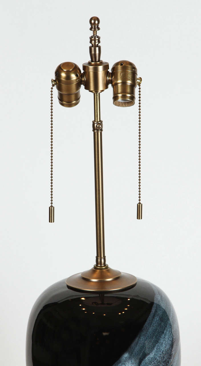 20th Century Pair of Drip Glazed Lamps