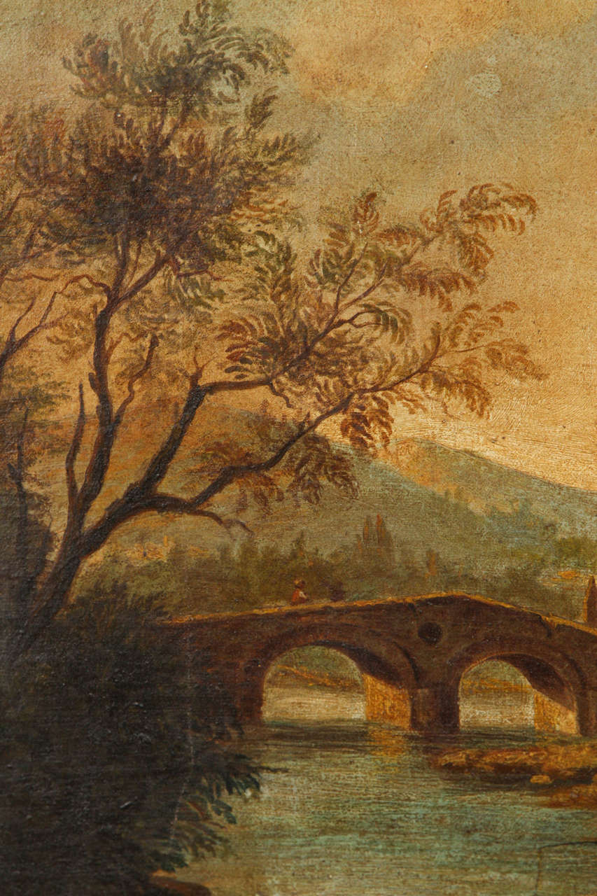 19th Century Landscape Painting in Gilt Frame from Italy Circa 1860 1