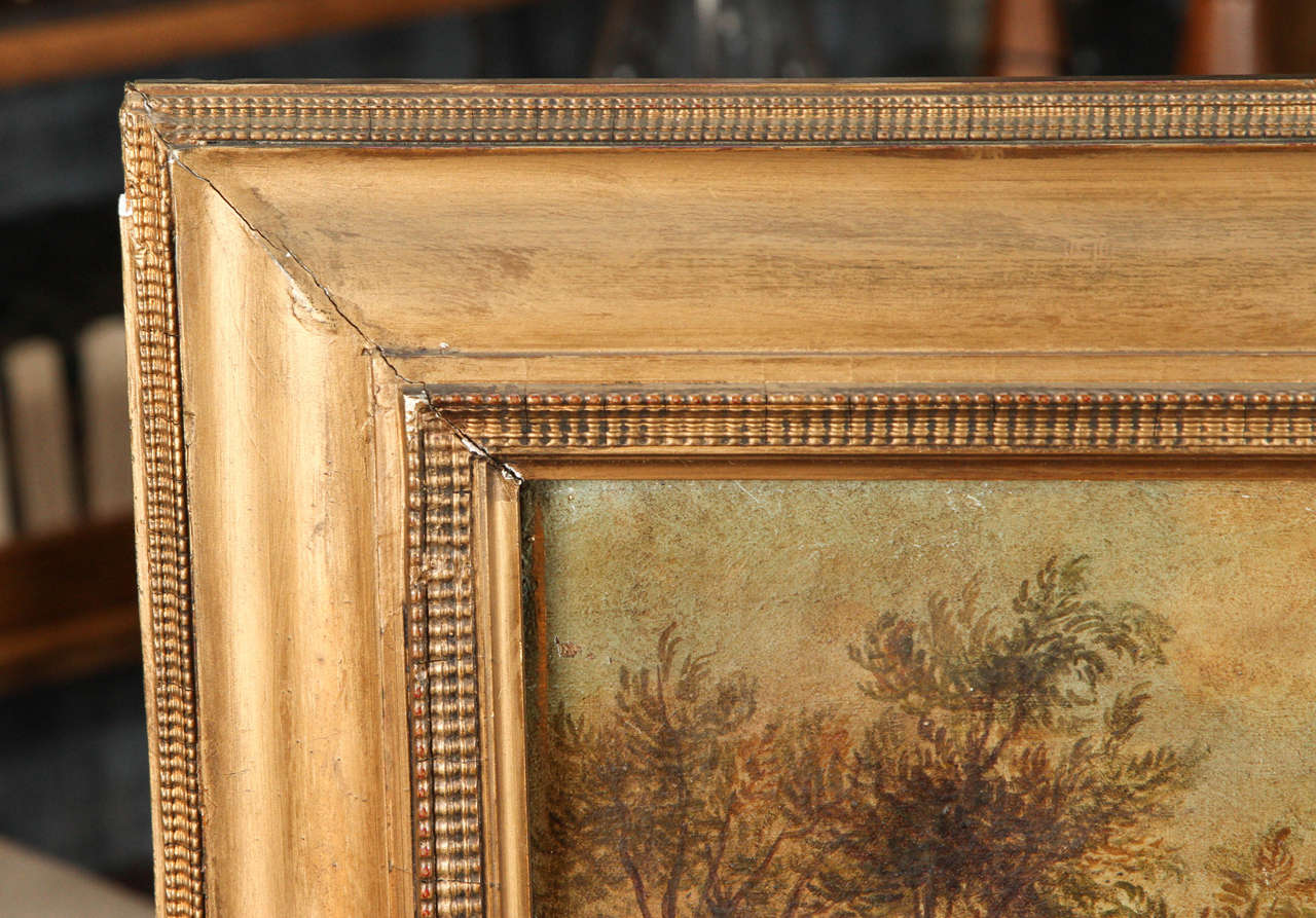 19th Century Landscape Painting in Gilt Frame from Italy Circa 1860 2