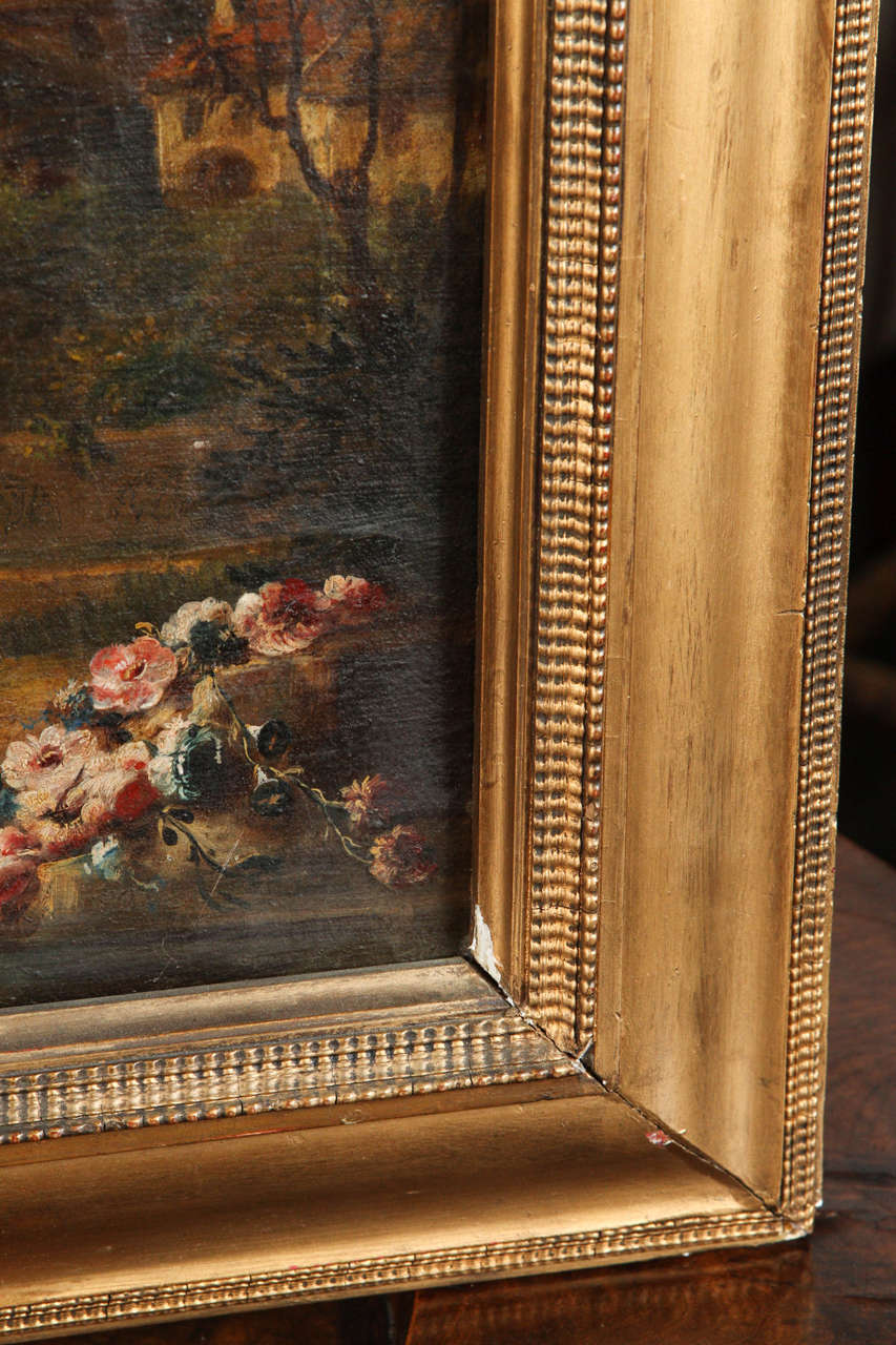 19th Century Landscape Painting in Gilt Frame from Italy Circa 1860 3