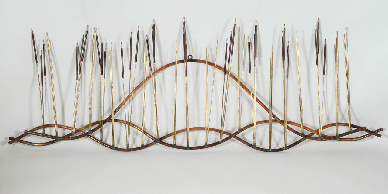 Mid-Century pussy willow iron wall sculpture.