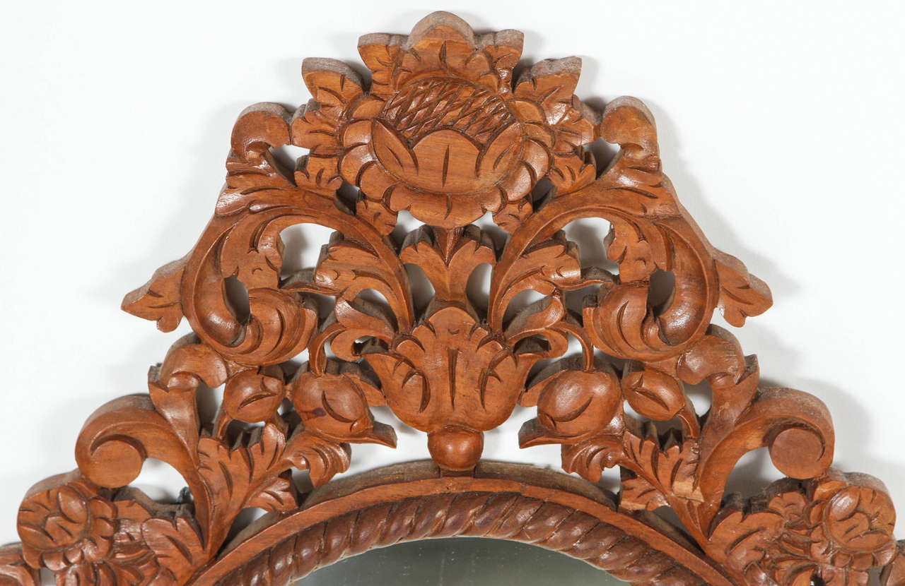 Carved Wood Oval Mirror 1