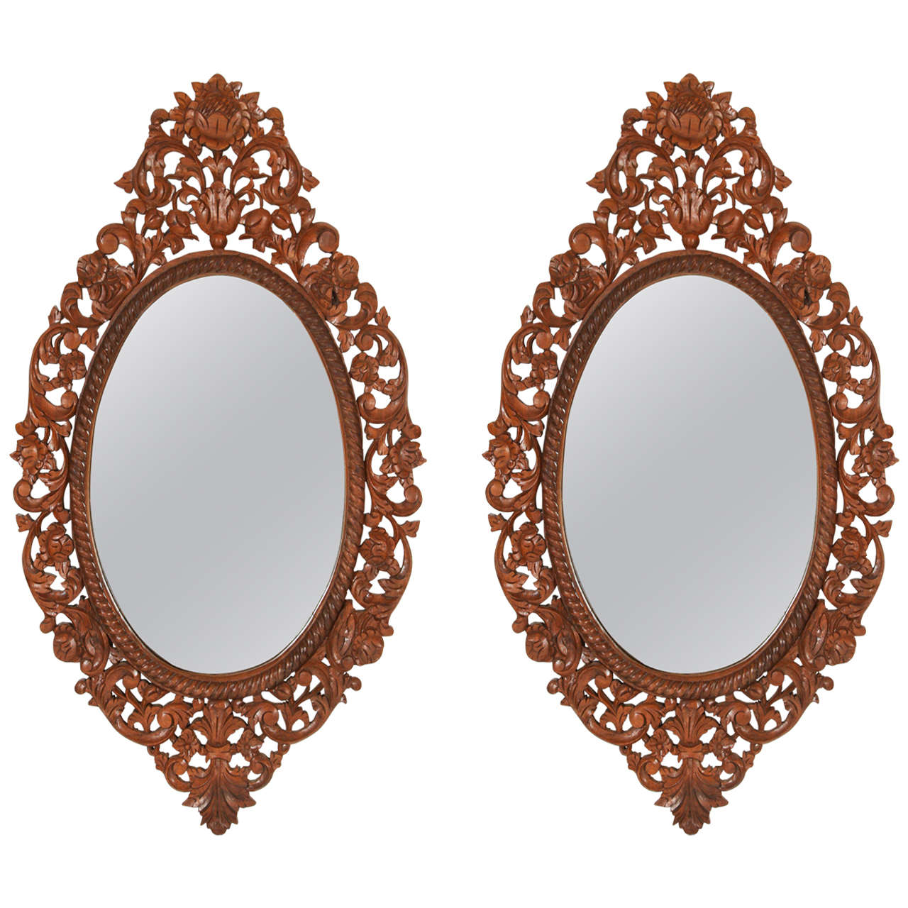 Carved Wood Oval Mirror