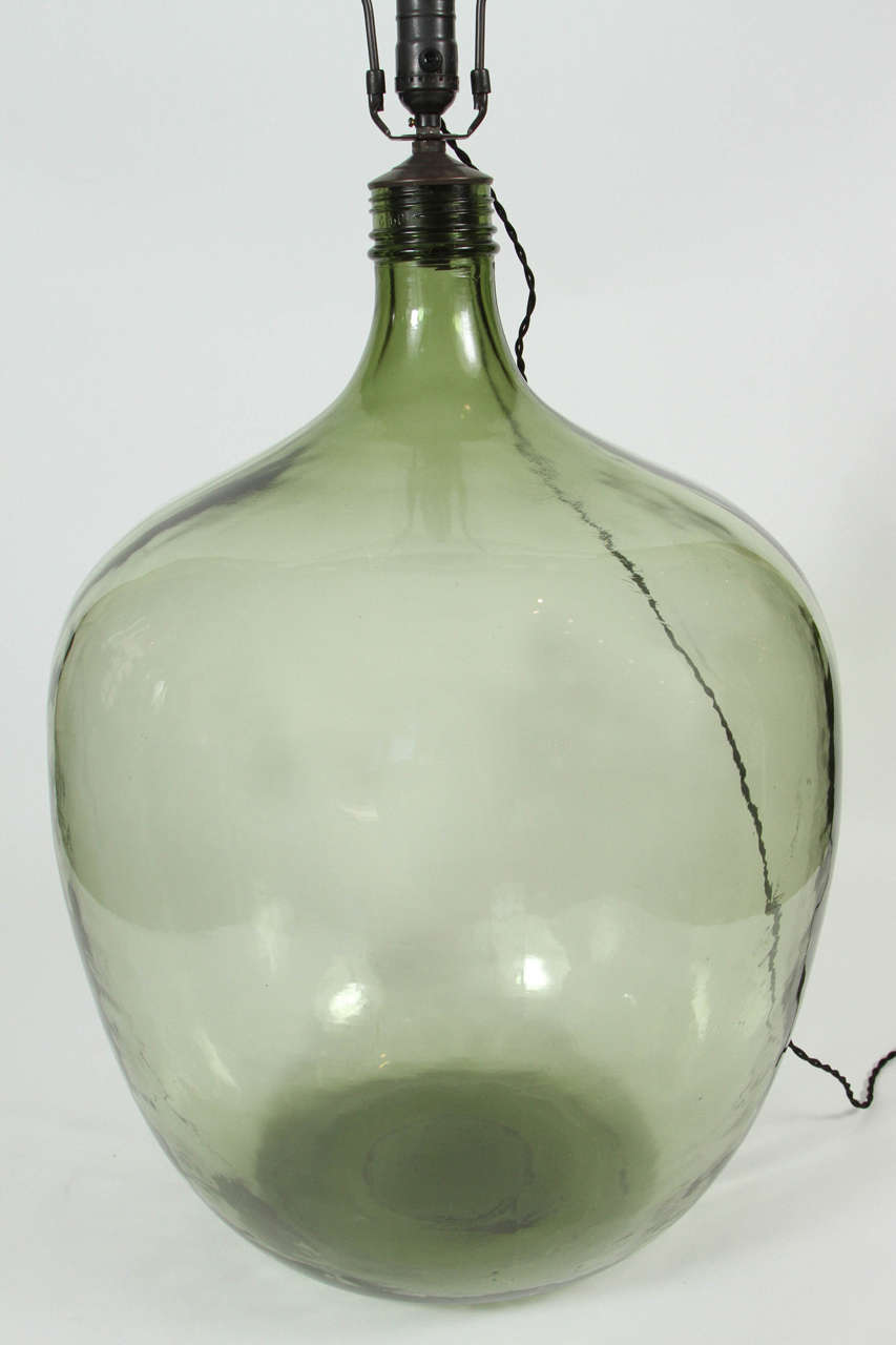 Giant Wine Bottle Lamp at 1stDibs vintage bottle lamp, green glass