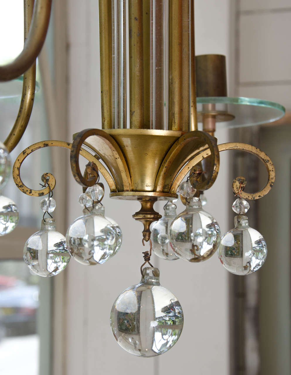 French Ormolu and Glass Balled Chandelier In Good Condition For Sale In London, GB