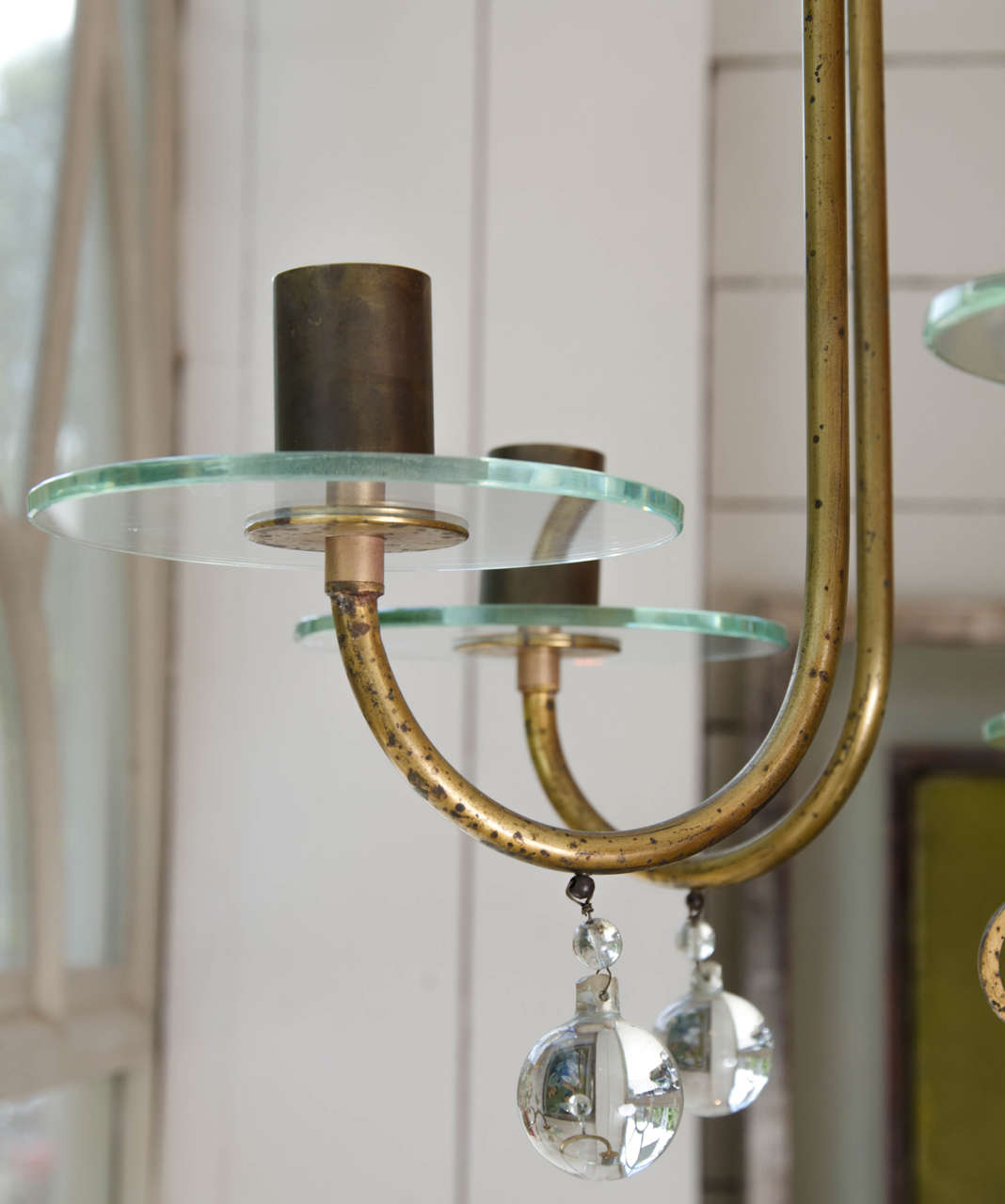 20th Century French Ormolu and Glass Balled Chandelier For Sale