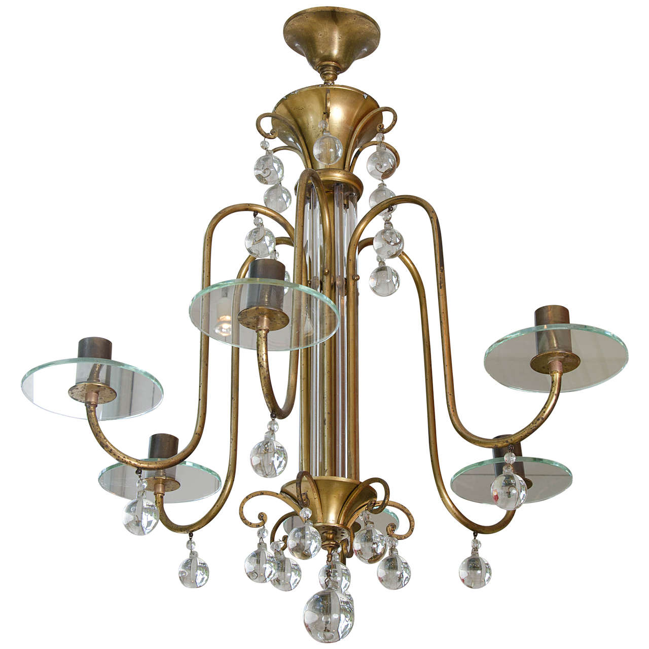 French Ormolu and Glass Balled Chandelier For Sale