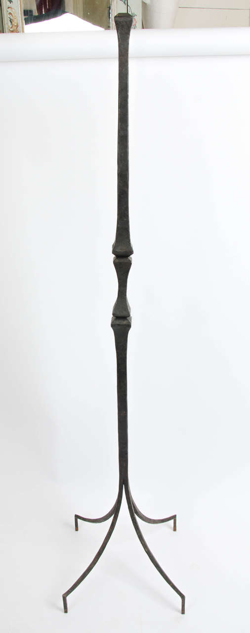 Mid-20th Century Wrought Iron Standing Lamp on Quadraform Base
