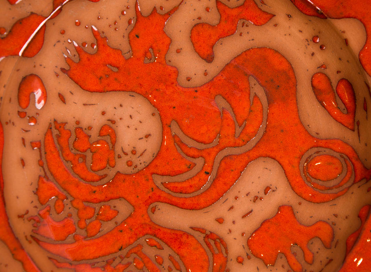 Organic Modern Orange Glazed Charger by Geoffrey Eastop