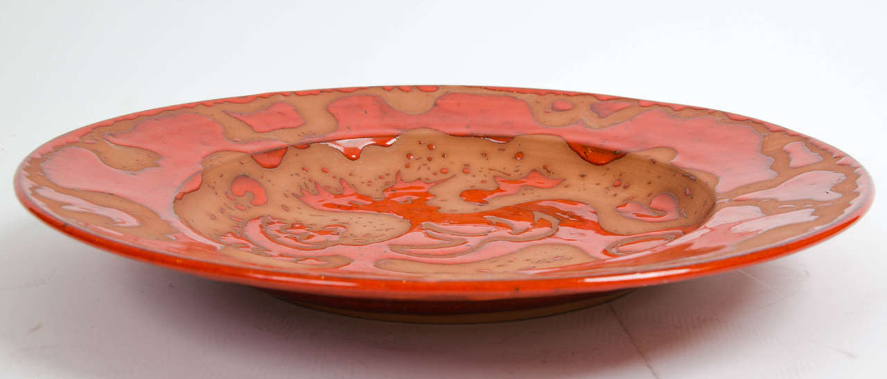 Orange Glazed Charger by Geoffrey Eastop In Excellent Condition In London, GB