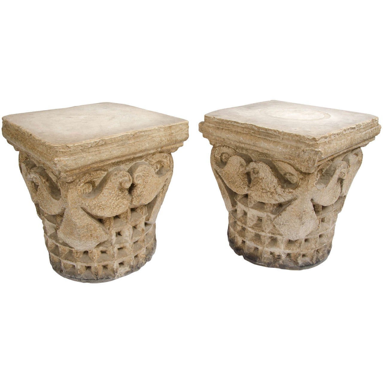 Pair of French Plaster Capitals For Sale